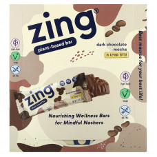 Zing Bars, растительный батончик, темный шоколад мокко с миндальной пастой, 12 батончиков по 50 г (1,76 унции)
