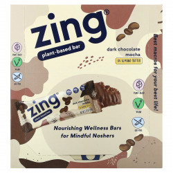 Zing Bars, растительный батончик, темный шоколад мокко с миндальной пастой, 12 батончиков по 50 г (1,76 унции)