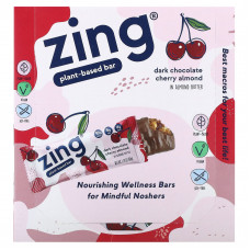 Zing Bars, Plant-Based Bar, темный шоколад, вишня и миндаль в миндальной пасте, 12 батончиков по 50 г (1,76 унции)