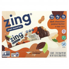 Zing Bars, растительный батончик, темный шоколад с арахисовой пастой в арахисовой пасте, 6 батончиков по 50 г (1,74 унции)