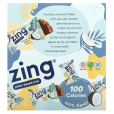 Zing Bars, мини-батончики на растительной основе, темный шоколад с кокосом в миндальной пасте, 18 батончиков по 24 г (0,84 унции)