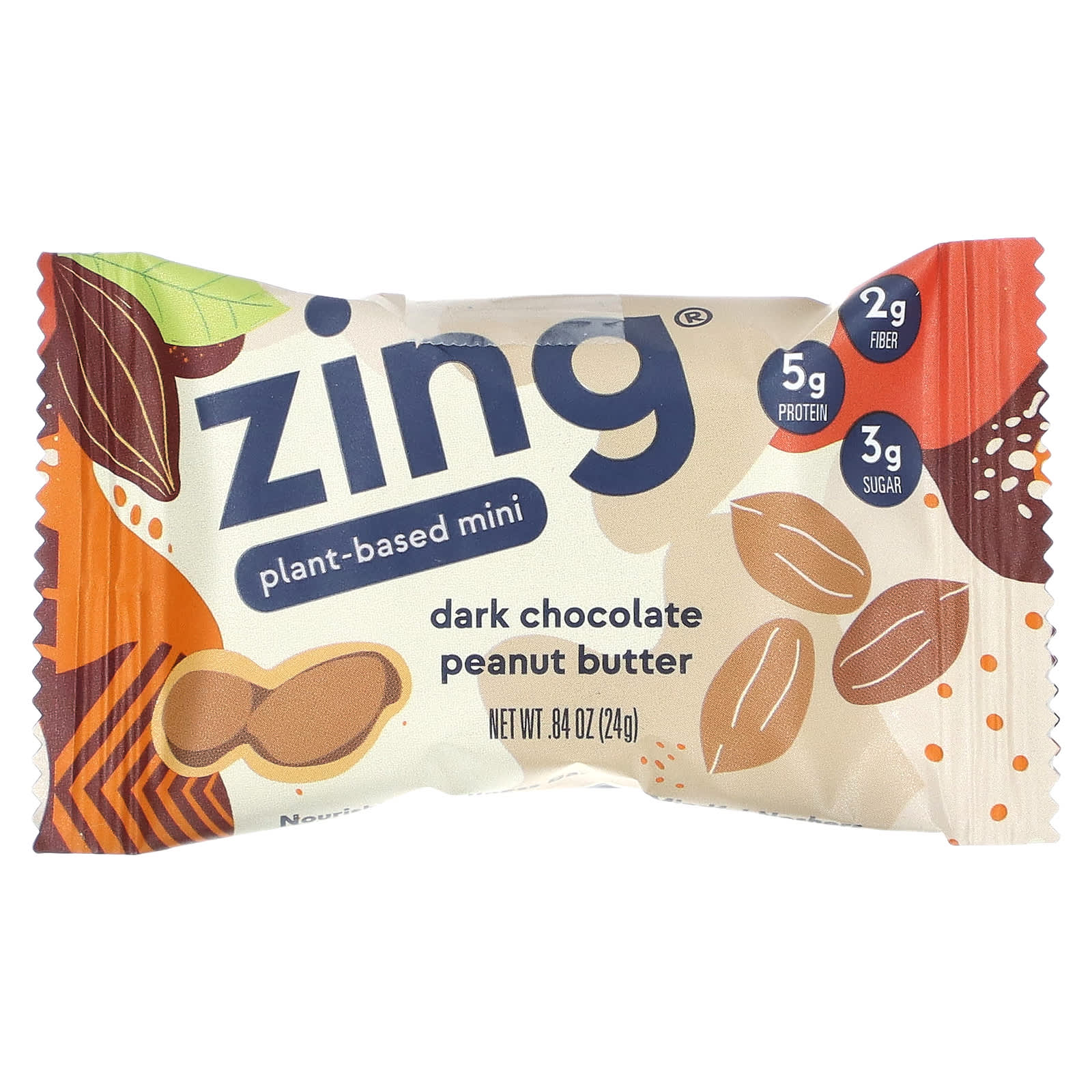 Zing Bars, мини-батончики на растительной основе, темный шоколад с арахисовой пастой в арахисовой пасте, 18 батончиков по 24 г (0,84 унции)