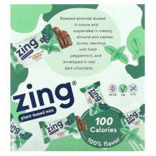 Zing Bars, мини-батончик на растительной основе, темный шоколад, мята и миндальная паста, 18 батончиков по 24 г (0,84 унции)