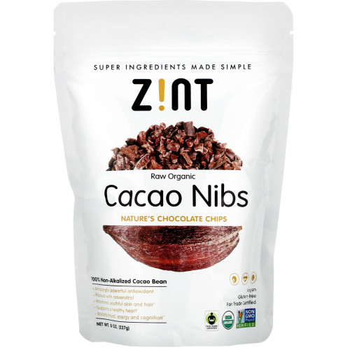 Zint, Необработанные органические ядра какао-бобов, 227 г (8 унций)