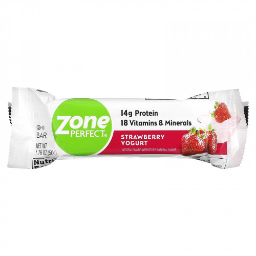ZonePerfect, Nutrition Bars, клубничный йогурт, 12 батончиков, весом 50 г (1,76 унции) каждый
