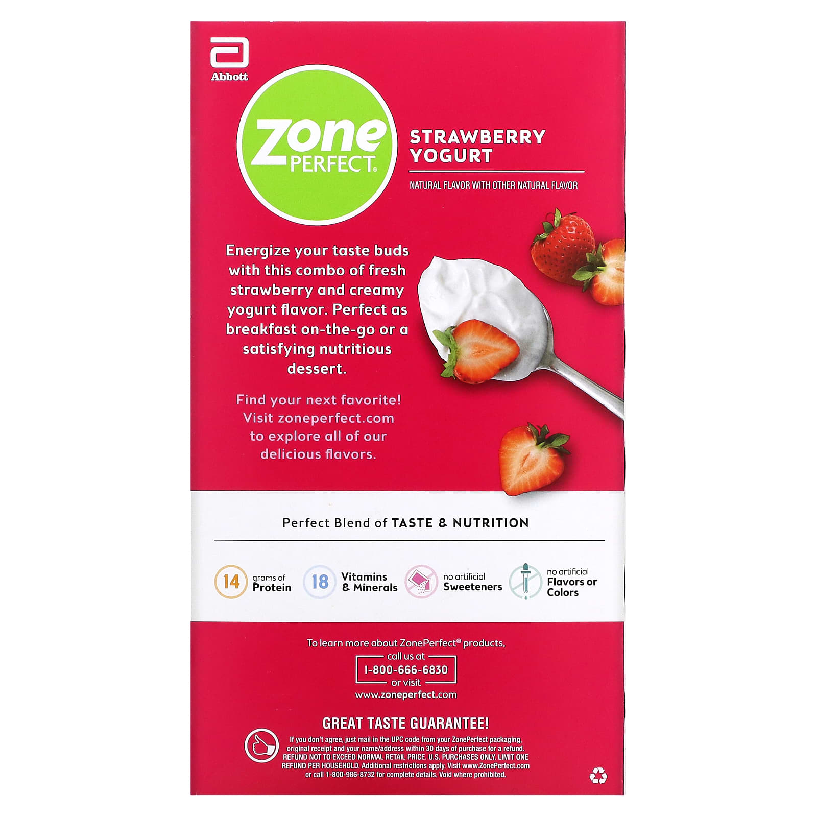 ZonePerfect, Nutrition Bars, клубничный йогурт, 12 батончиков, весом 50 г (1,76 унции) каждый