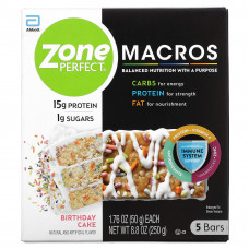 ZonePerfect, MACROS Bars, праздничный торт, 5 батончиков, 50 г (1,76 унции)