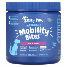 Zesty Paws, Advanced Mobility Bites для собак, для бедер и суставов, для пожилых людей, курица, 90 жевательных таблеток, 360 г (12,7 унции)