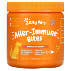 Zesty Paws, Aller-Immune Bites, добавка для собак, с ароматизатором «Арахисовая паста», 90 мягких жевательных таблеток