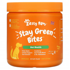 Zesty Paws, Stay Green Bites For Dogs, для пищеварения, для всех возрастов, со вкусом говядины, 90 жевательных таблеток