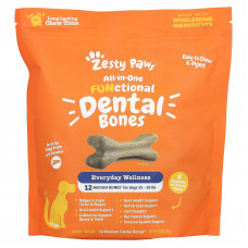 Zesty Paws, All-in-One Functional Dental Bones, комплекс для функциональных зубов, для собак всех возрастов, корица, 12 mEDIUM Bone, 227 г (8 унций)